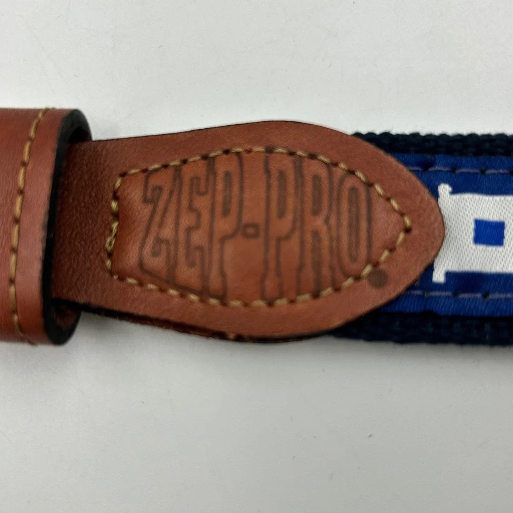 Zep-Pro Nautical Signal Flag Belt Navy Blue Mens Size 40 Leather Webbing EUC